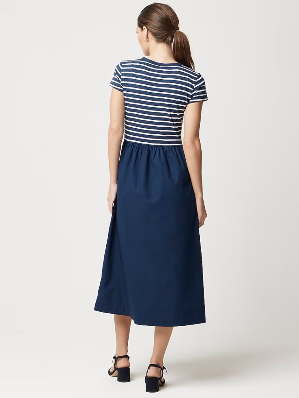 J. Crew Petite Striped Short Sleeve Knit Mixy Midi Dress Size MP NWT - Picture 2 of 11